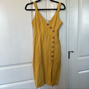 Harper Heratige womens yellow button up dress midi size small